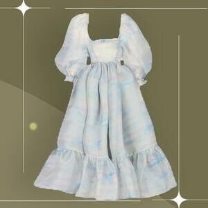 ✨ Selkie Renoir Sky French Puff Midi Dress Size S